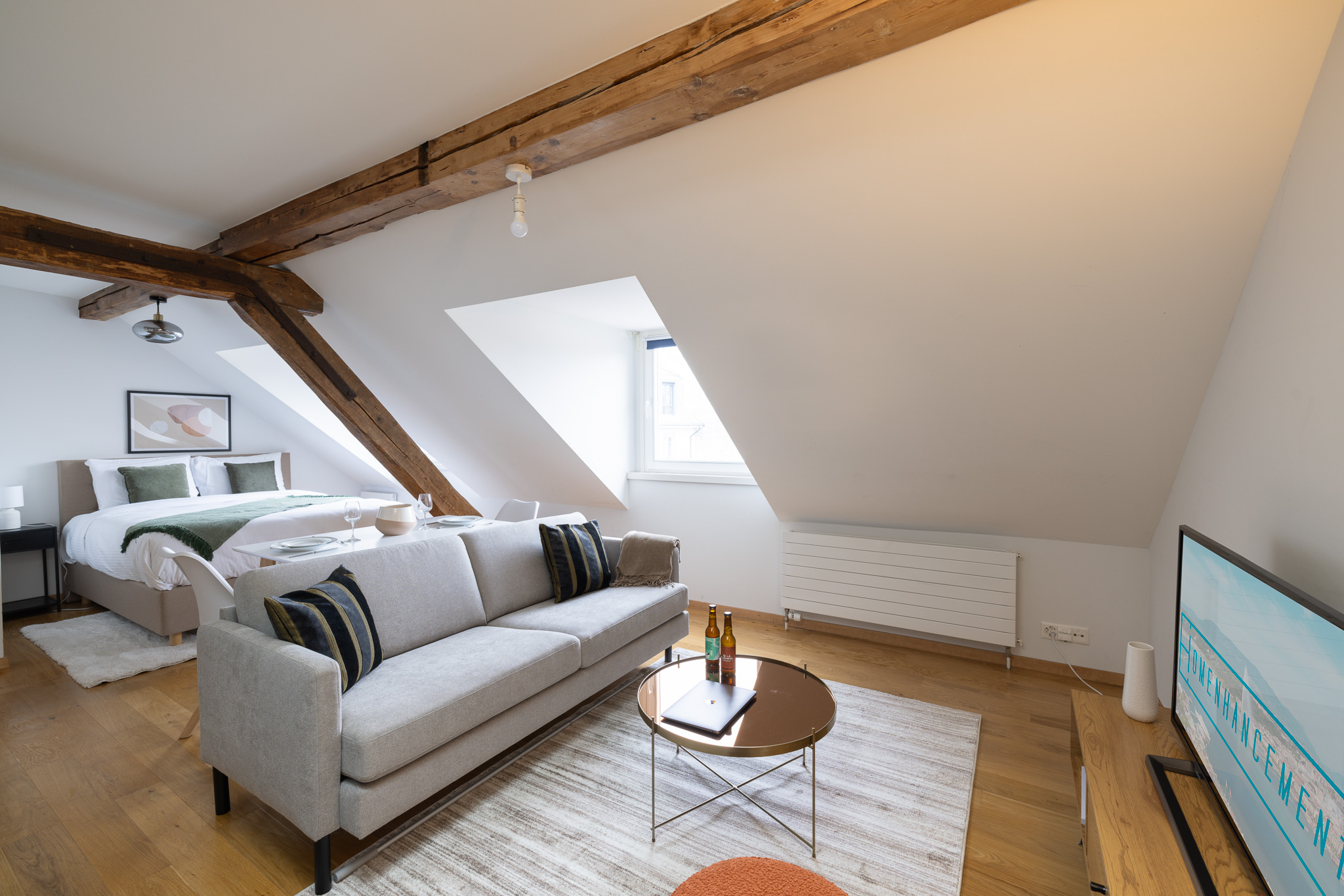 Beautiful studio located under the roofs of Avenue Wendt in Geneva Interior 1